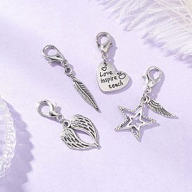 Украшения из тибетского сплава, Сплав с застежками когтя омара, крыло и сердце и звезда и перо