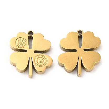 Ion Plating(IP) 316L Surgical Stainless Steel Charms, Laser Cut, Clover Charm