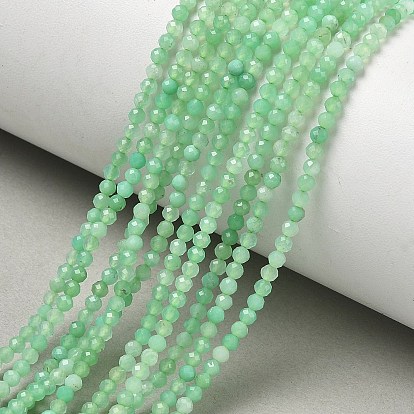 Natural Chrysoprase Beads Strands, Round, Faceted