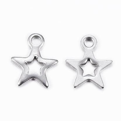 Ion Plating(IP) 304 Stainless Steel Charms, Star
