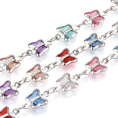 Латунные цепочки-бабочки ручной работы, со стеклом, пайки, с катушкой