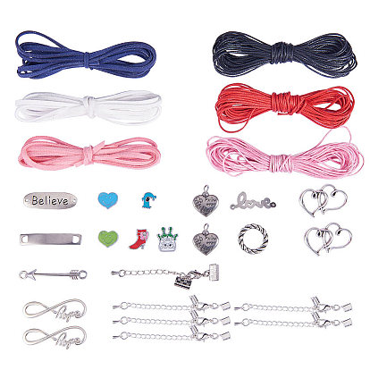 Bracelet Making, with Tibetan Style Alloy Infinity Links, Stainless Steel Enamel Pendants, Waxed Cotton Thread Cords and Faux Suede Cord