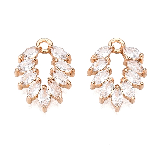 Латунные микропаве прозрачные подвески с фианитом, без кадмия, без никеля и без свинца, лист прелести