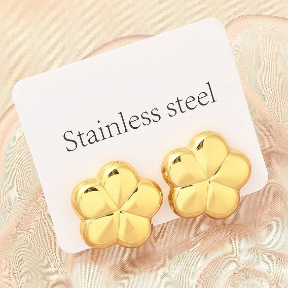 304 серьги-гвоздики из нержавеющей стали для женщин, цветок