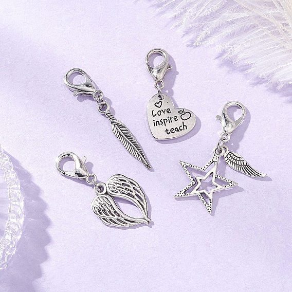 Украшения из тибетского сплава, Сплав с застежками когтя омара, крыло и сердце и звезда и перо