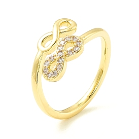 Clear Cubic Zirconia Infinity Open Cuff Ring for Women, Cadmium Free & Lead Free