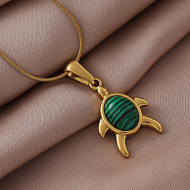 Океан 310 подвеска в виде черепахи из нержавеющей стали с зеленой эмалью, колье для женщин