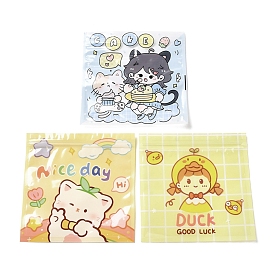 Square Plastic Packaging Zip Lock Bags, with Cartoon Cat/Duck Pattern, Top Self Seal Pouches