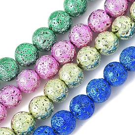 Гальванические бусины из натуральной лавы, круглые