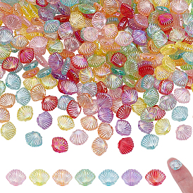 300Pcs Plating Transparent Acrylic Beads, Shell Shape