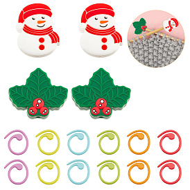 Набор инструментов для вязания, в том числе рождественский снеговик и лист падуба силиконовые защитные иглы пробки, кольца для изготовления вязальных петель из сплава