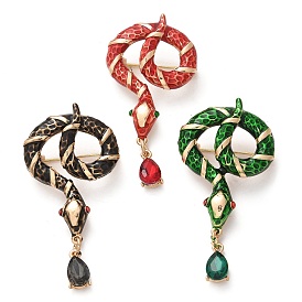 Брошь змея аолли со стразами и эмалью, античное серебро