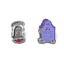 Word Enamel Pin, Electrophoresis Black Alloy Gothic Tombstone Brooch for Backpack Clothes