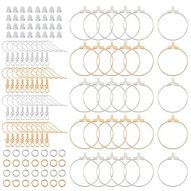 Kits de fabrication de boucles d'oreilles bricolage, y compris les crochets de boucle d'oreille en laiton et les pendentifs et les boucles d'oreilles créoles, écrous en plastique, Anneaux de bronze