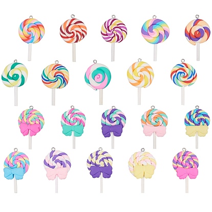 Handmade Polymer Clay Big Pendants, Lollipop