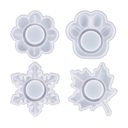 Paw Print/Snowflake/Flower Tealight Candle Holder Molds, DIY Food Grade Silicone Molds, Resin Plaster Cement Casting Molds
