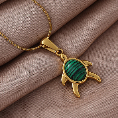 Океан 310 подвеска в виде черепахи из нержавеющей стали с зеленой эмалью, колье для женщин