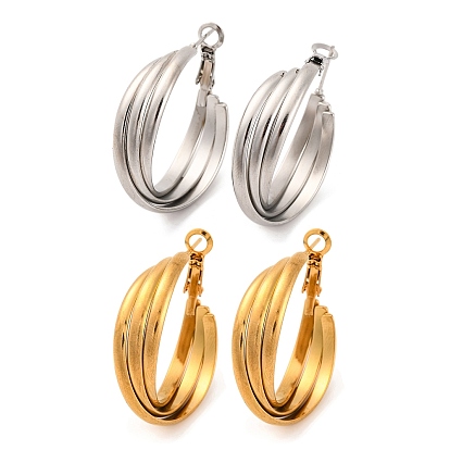 304 трехслойные серьги-кольца из нержавеющей стали для женщин