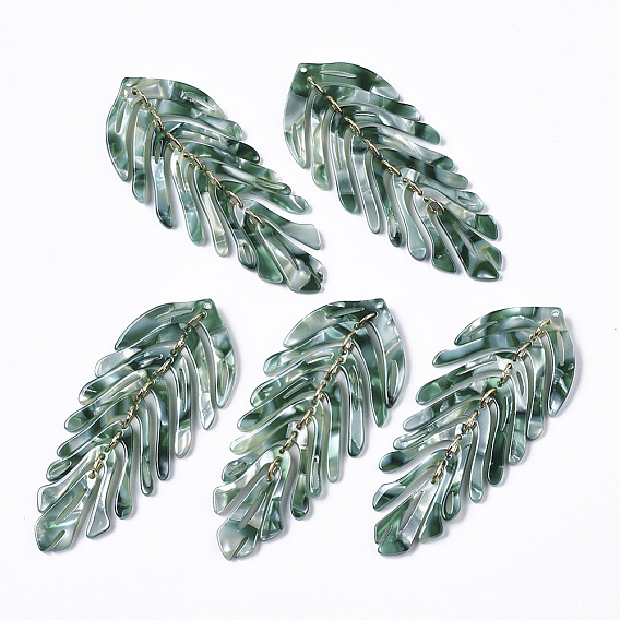 Ацетат целлюлозы (смола) большие подвески, с железными петлями, лист, золотые