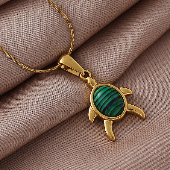 Океан 310 подвеска в виде черепахи из нержавеющей стали с зеленой эмалью, колье для женщин