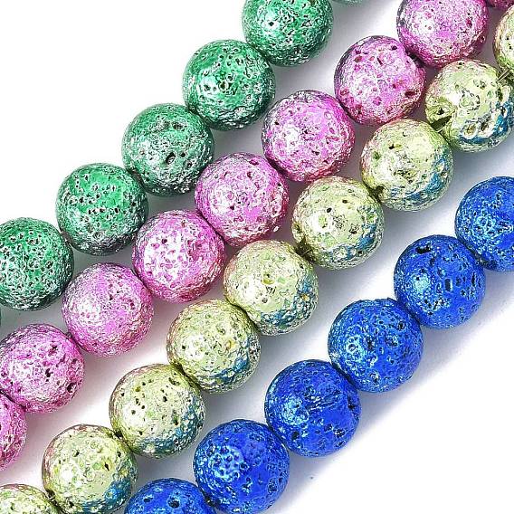 Гальванические бусины из натуральной лавы, круглые