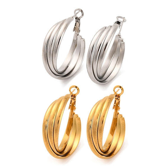 304 трехслойные серьги-кольца из нержавеющей стали для женщин