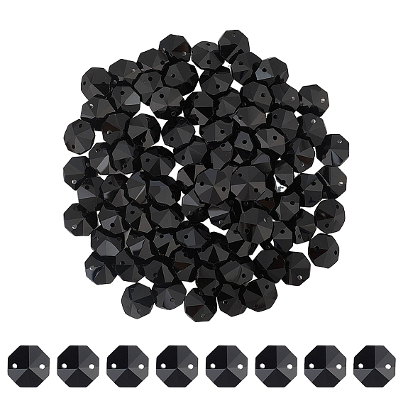 80шт. гальванические стеклянные звенья соединители, граненые, для люстры призматическая цепочка из бусин, украшение ювелирных изделий своими руками, восьмиугольник