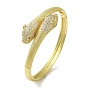 Brass Pave Clear Cubic Zirconia Leopard Hinged Bangle for Women