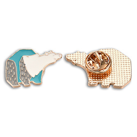 Polar Bear Shape Enamel Pin, Light Gold Plated Alloy Animal Badge for Backpack Clothes, Nickel Free & Lead Free