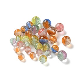 Gradient Color Transparent Resin Beads with Gold Foil, Round