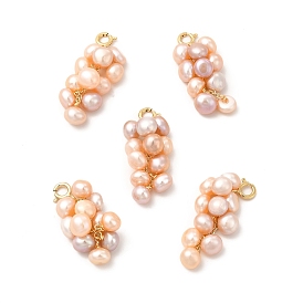Natural Pearl Cluster Brass Spring Ring Clasp Charms