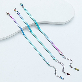 304 bracelet chaîne serpent plat en acier inoxydable pour hommes femmes