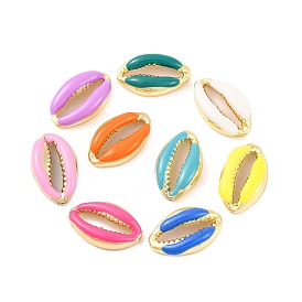 Alloy Enamel Beads, Cowrie Shell Shape, Light Gold