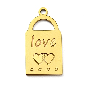 Ion Plating(IP) 316L Surgical Stainless Steel Pendants, Textured, Padlock with Word Love Charm