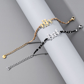 304 из нержавеющей стали ссылка браслеты, Браслеты из вощеного шнура, плетеные для женщин, семья