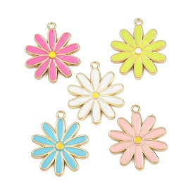 Подвески из эмали и сплава, цветок, золотые