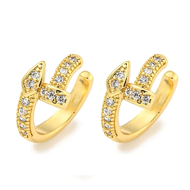 Brass Micro Pave Clear Cubic Zirconia Cuff Earrings for Women