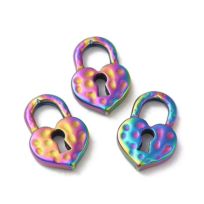 Ion Plating(IP) 304 Stainless Steel Pendants, Heart Padlock Charm