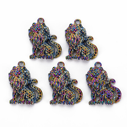 Alloy Pendant Rhinestone Settings, Cadmium Free & Nickel Free & Lead Free, Lion