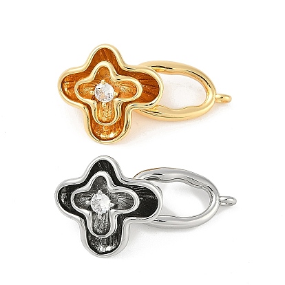 Латунное микропейв, прозрачный кубический цирконий, складные застежки, без кадмия, без никеля и без свинца, цветок