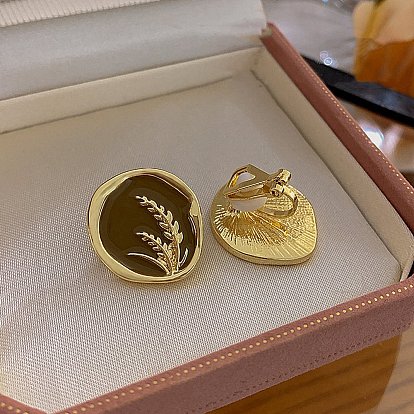 Клипсы из эмали и сплава, овальная с цветочным узором