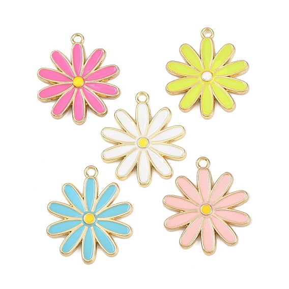 Подвески из эмали и сплава, цветок, золотые