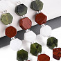 Нити бусин из натурального канадского нефрита, красной яшмы и радужного лунного камня, шестиугольник, граненые
