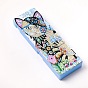 5D DIY Diamond Painting Stickers Kits For ABS Pencil Case Making, with Resin Rhinestones, Diamond Sticky Pen, Tray Plate and Glue Clay, Rectangle with Cat Pattern