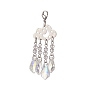 201 Stainless Steel Big Pendant Decorations, with 304 Stainless Steel Lobster Claw Clasps, Quartz Crystal Beads and Glass Pendants, Cloud
