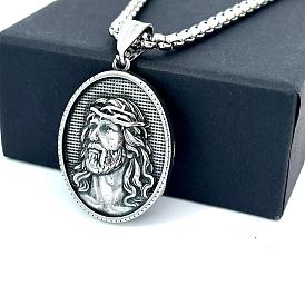 Греческая мифология нержавеющая сталь овал с подвеской Иисус