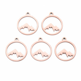 Placage ionique (ip) 201 pendentifs en acier inoxydable découpés au laser, montagne