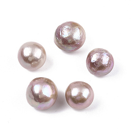 Natural Baroque Keshi Pearl Beads, Freshwater Pearl Beads, No Hole, Round