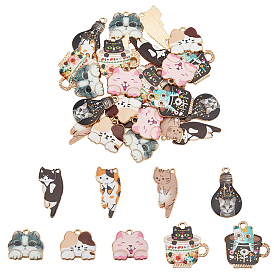 36 шт 9 подвески из сплава, с эмалью, кошка