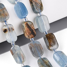 Нити из натурального голубого кальцита, с бисером, прямоугольные